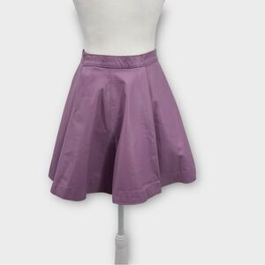 Manokhi Leather Circle Skirt Polished-Finish High-Waist Leather in Lavender SZ 2